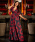 Vneck Puffed Sleeve Maxi Dress
